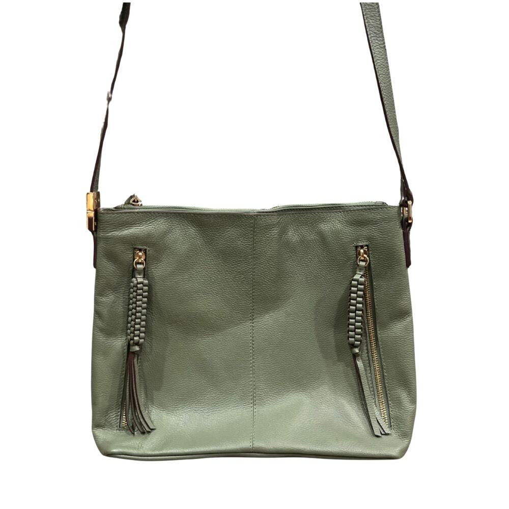 Lodis Leather Dual Zip Aviva Olive Green/Sage Crossbody Women's Handbag